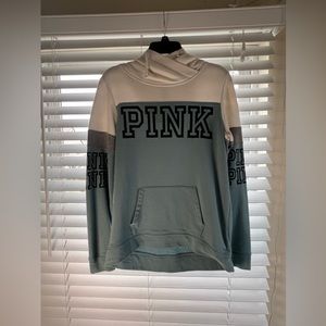 PINK Off-White and Turquoise Hoodie Size S